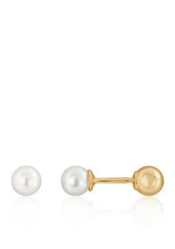 Belk & Co. | Co. Kids Pearl Stud Earrings In 14K Yellow Gold,商家Belk,价格¥332