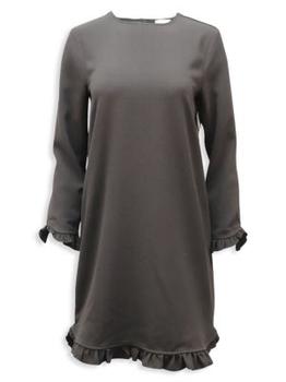 推荐Ganni Ruffle-Trimmed Mini Dress In Black Polyester商品