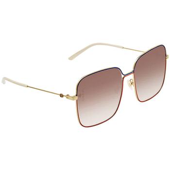 推荐Gucci Orange Gradient Square Ladies Sunglasses GG0443S 005 60商品