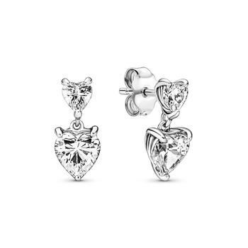 潘多拉耳钉, PANDORA | Double Heart Sparkling Stud Earrings商品图片 