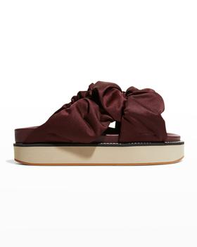 ganni鞋, Ganni | Recycled Ruched Footbed Slide Sandals商品图片 2.9折