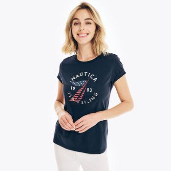 Nautica | Nautica Womens Sustainably Crafted Americana Graphic T-Shirt商品图片,3.3折