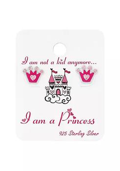 商品AG Sterling Jewelry | Sterling Silver Pink Crown Children's Stud Earrings on I Am a Princess Card,商家Belk,价格¥225图片