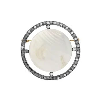2028 | Silver Tone Crystal Pink Cultured Mother of Pearl Brooch,商家Macy's,价格¥412