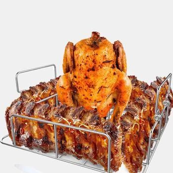 Vigor | Barbecue BBQ Tools Stainless Steel Chicken Rib Rosting Stand Rack STYLE: 1 SET,商家Verishop,价格¥227