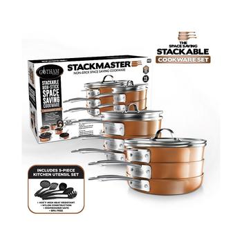 商品StackMaster 15-Piece Ultra-Nonstick Cast Textured Ceramic Coating Cookware Set图片