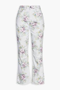 推荐Cropped floral-print high-rise flared jeans商品