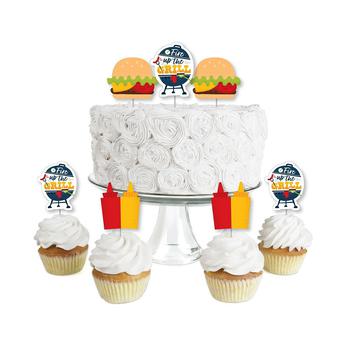 商品Fire Up the Grill - Dessert Cupcake Toppers - Summer BBQ Picnic Party Clear Treat Picks - Set of 24图片