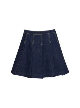 推荐Pleated Cotton Denim Mini Skirt商品