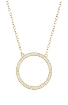 ADORNIA | 14K Yellow Gold Plated Pavé Open Circle Pendant Necklace商品图片,1.5折