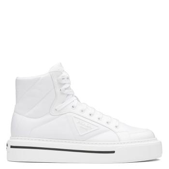 Prada | 【预售3-7天】PRADA/普拉达 21年秋冬 Macro Re-Nylon系列 男士白色再生尼龙和亮面皮革高帮运动鞋2TG183_3LF5_F0009商品图片,8折, 包邮包税