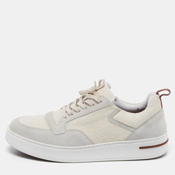 推荐Loro Piana White/Grey Suede And Fabric Newport Walk Low Top Sneakers Size 43商品