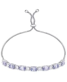 Macy's | Diamond Accent Simulated Tanzanite Oval Bolo Adjustable Bracelet in Silver Plate,商家Macy's,价格¥309