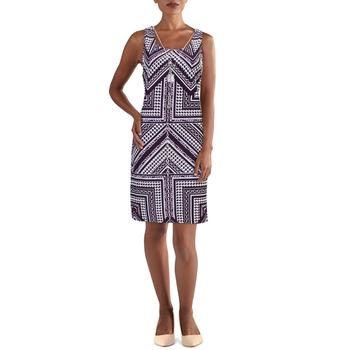 a & R Cashmere, R&M Richards | R&M Richards Womens Petites Printed Sleeveless Wear to Work Dress商品图片 
