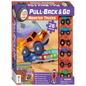 Hinkler | Pull Back And Go Monster Trucks 28 Piece Floor Puzzle Play Mat Coloring And Activity Book 6 Pull And Go Cars Activity Set For Kids,商家Macy's,价格¥149