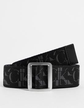 Calvin Klein | Calvin Klein Jeans polyester monogram print leather belt in black - BLACK商品图片,