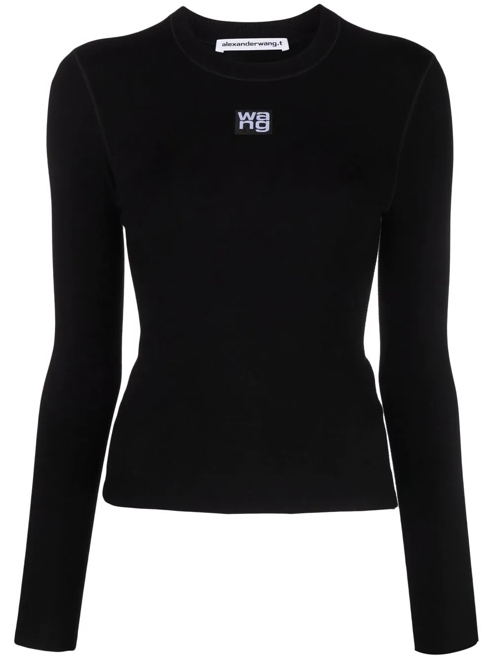 推荐ALEXANDER WANG 女士黑色logo贴花长袖T恤 4KC1221011-001商品
