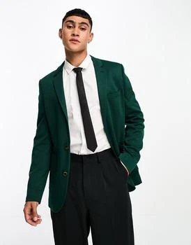 ASOS | ASOS DESIGN super skinny jersey blazer in forest green 5.5折