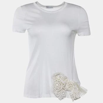 推荐RED Valentino White Modal Lace Bow Detail Crew Neck Top S商品