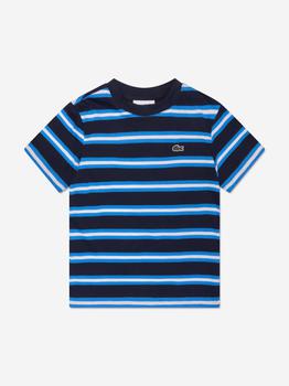 商品Lacoste | Boys Striped Logo T-Shirt in Navy,商家Childsplay Clothing,价格¥198图片