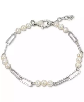 Macy's | Cultured Freshwater Pearl (4 - 4-1/2mm) Paperclip Link Bracelet in Sterling Silver,商家Macy's,价格¥673