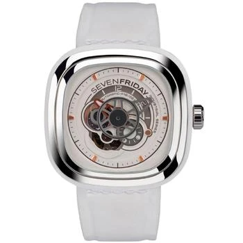 推荐SevenFriday Men's Watch - Bright Automatic White and Silver Tone Dial Strap | P1B-02商品