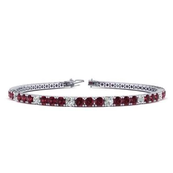 SSELECTS | 5 2/3 Carat Garnet And Diamond Alternating Tennis Bracelet In 14 Karat White Gold, 9 Inches,商家Premium Outlets,价格¥15610