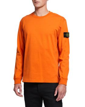Stone Island衣服, Stone Island | Men's Solid Crewneck Long-Sleeve T-Shirt w/ Logo Patch商品图片 