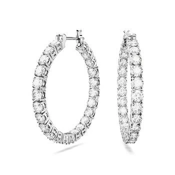 Swarovski | Crystal Round Cut Matrix Hoop Earrings,商家Macy's,价格¥1331