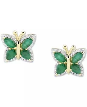 Macy's | Sapphire (1-1/2 ct. t.w.) & Diamond (1/6 ct. t.w.) Butterfly Stud Earrings in 14k Gold (Also in Emerald & Ruby),商家Macy's,价格¥3701