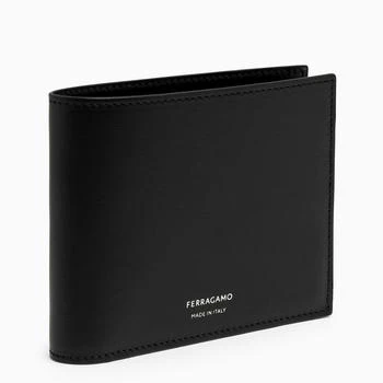 推荐Black leather bi-fold wallet with logo商品