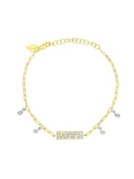 商品Meira T | Love Plate 14K Yellow Gold & 0.15 TCW Diamond Chain Bracelet,商家Saks Fifth Avenue,价格¥5367图片