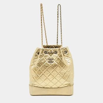 [二手商品] Chanel | Chanel Gold Quilted Aged Leather Small Gabrielle Backpack 独家减免邮费