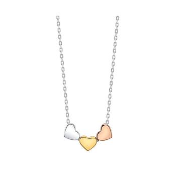 Unwritten | Tri-Tone Silver Plated Triple Heart Necklace商品图片,6折×额外8.5折, 额外八五折