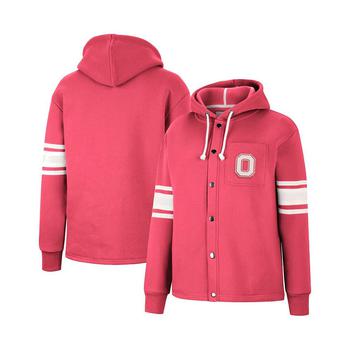 Colosseum | Women's Scarlet Ohio State Buckeyes Mia Striped Full-Snap Hoodie Jacket商品图片,