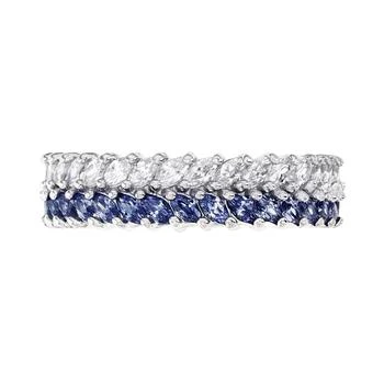 Macy's | Cubic Zirconia Blue & White Marquise Chevron Eternity Band in Sterling Silver,商家Macy's,价格¥707