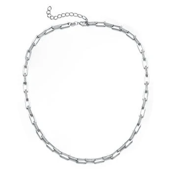 Genevive | Sterling Silver White Gold Plated Cubic Zirconia Necklace,商家Premium Outlets,价格¥934