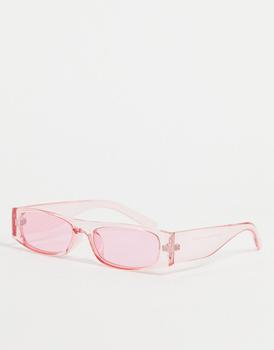 ASOS | ASOS DESIGN 90's mini rectangle sunglasses in pink  - LPINK商品图片,6折×额外9.5折, 额外九五折