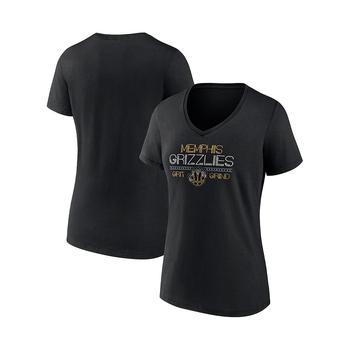 推荐Women's Branded Black Memphis Grizzlies Hometown Collection Grit Grind V-Neck T-shirt商品