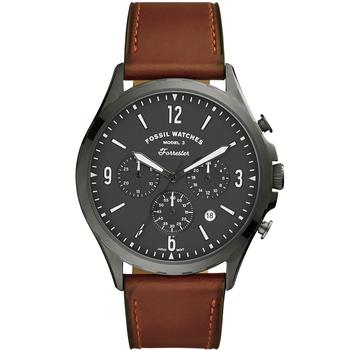 Fossil | Men's Forrester Brown Leather Strap Watch 46mm商品图片,7折, 独家减免邮费
