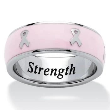 Palm Beach Jewelry | Breast Cancer Awareness Pink Enamel and Stainless Steel Ribbon Eternity Band,商家Premium Outlets,价格¥297