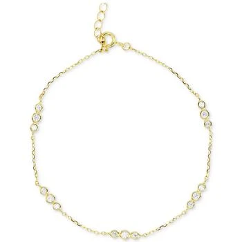 Macy's | Cubic Zirconia Bezel Trios Chain Link Bracelet in 14k Gold-Plated Sterling Silver,商家Macy's,价格¥158