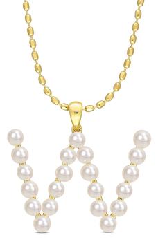商品3.5-4mm Freshwater Cultured Pearl Initial Pendant Necklace,商家Nordstrom Rack,价格¥717图片