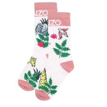 商品White & Pink Jungle Print Socks,商家Designer Childrenswear,价格¥177图片