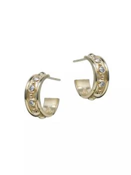 Anzie | Dew Drop 14K Yellow Gold & 0.18 TCW Diamond Hoop Earrings,商家Saks Fifth Avenue,价格¥16503