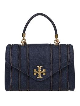 tory burch托特包海淘, Tory Burch | Tory Burch Kira Logo Plaque Denim Small Tote Bag商品图片 8.6折