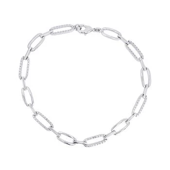 Macy's | Diamond Accent Paperclip Link Bracelet in Fine Gold Plate or Fine Silver Plate,商家Macy's,价格¥372