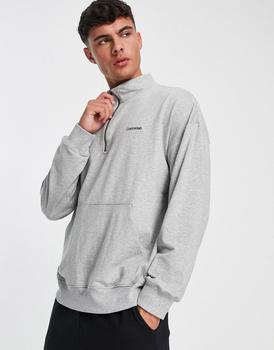 推荐Calvin Klein lounge half zip sweatshirt in grey with chest branding商品