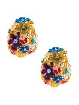 商品Kenneth Jay Lane | 22K-Gold-Plated, Enamel & Glass Crystal Flower Clip-On Earrings,商家Saks Fifth Avenue,价格¥1511图片