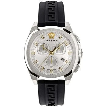 Versace | Men's Swiss Chronograph Geo Black Silicone Strap Watch 43mm 